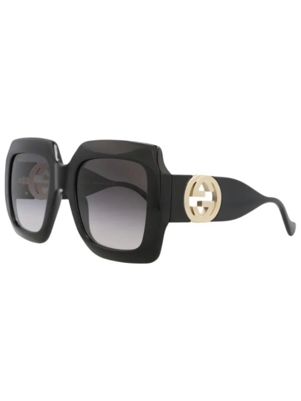 New Gucci Womens Square/Rectangle Black Black Grey Fashion Designer Sunglasses